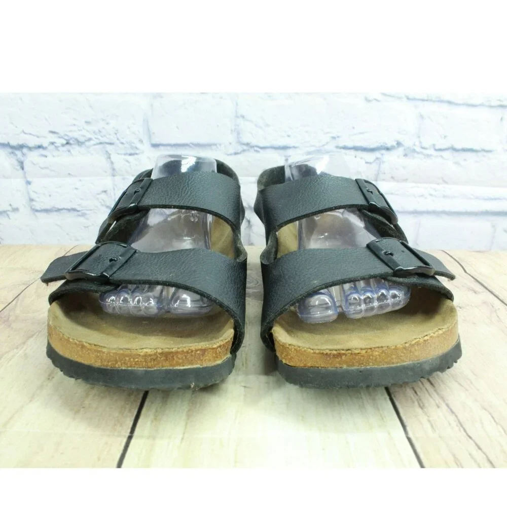 *Birkenstock Milano Black Leather Adjustable Double Buckle Sandals Size 12 Inch. - Picture 4 of 9
